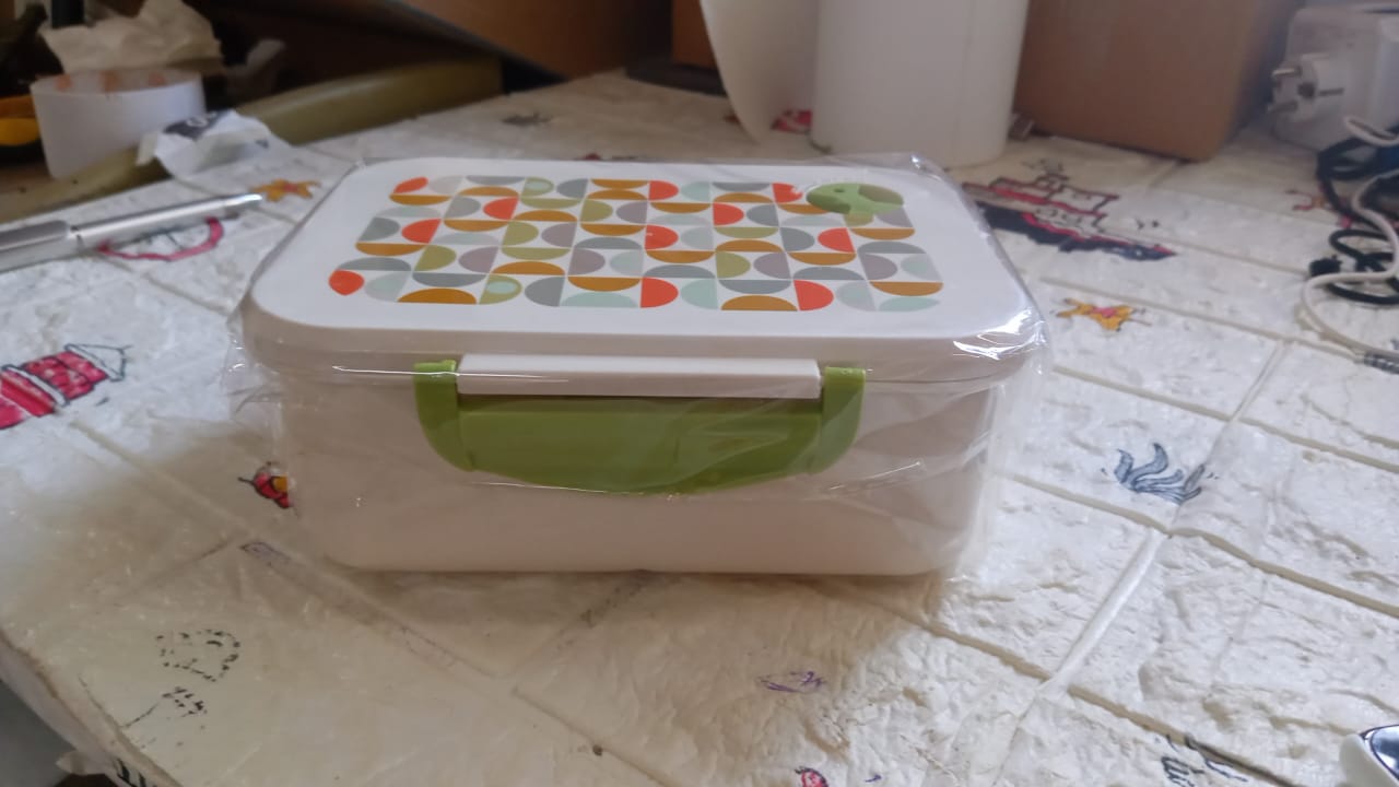 5855 Lunch Box 3 Compartment With Leak Proof Lunch Box & 1 spoon, For School & Office Use 5855 Lunch Box 3 Compartment With Leak Proof Lunch Box & 1 spoon, For School & Office Use